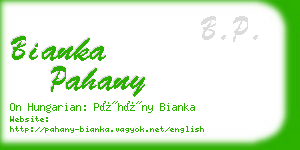 bianka pahany business card